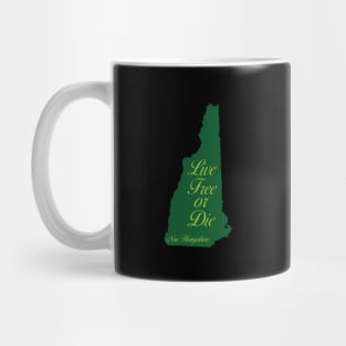 Live Free or Die NH state map Mug